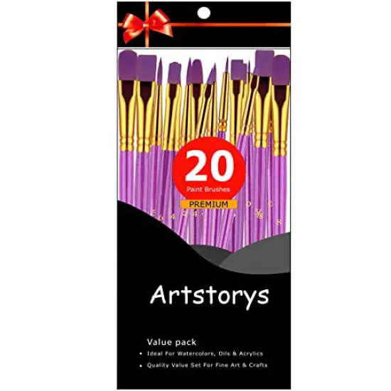 Paint Brushes Set 2-Pack 20 Pieces for Acrylic, Oil, and Watercolor Painting Artist Paintbrushes for Body, Face, Rock, Canvas Kids and Adult Drawing Arts and Crafts Supplies Purple {3}