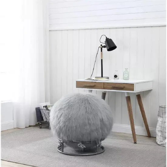 65 Inch Posture Fuzzy Exercise Yoga Ball Chair Set - 5 colors! Gray {1}