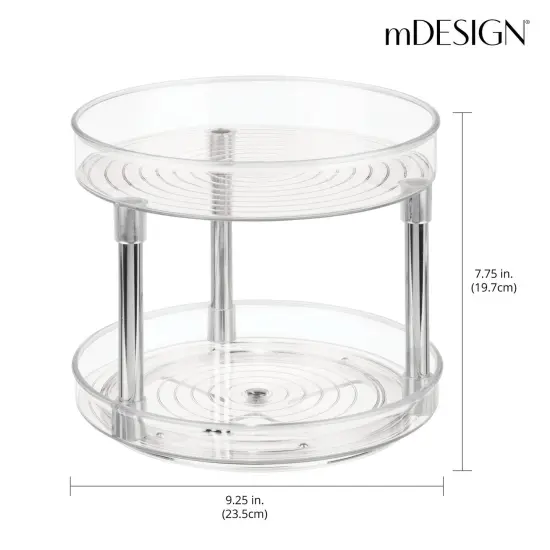 mDesign 2-Tier Lazy Susan, 9" Rotating Kitchen Organizer {3}