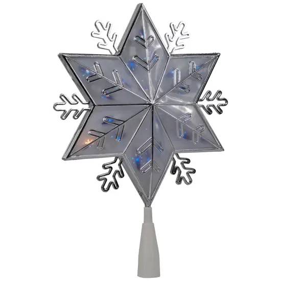Northlight 10" Silver Snowflake Lighted Christmas Tree Topper - Blue Lights {5}