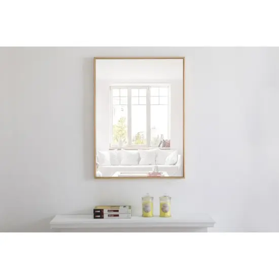 Metal frame Rectangle Mirror 24 inch Brass finish {3}