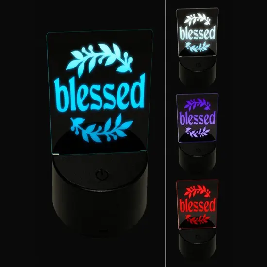 Blessed Leaf and Berries 3D Illusion LED Night Light Sign Nightstand Desk Lamp {1}