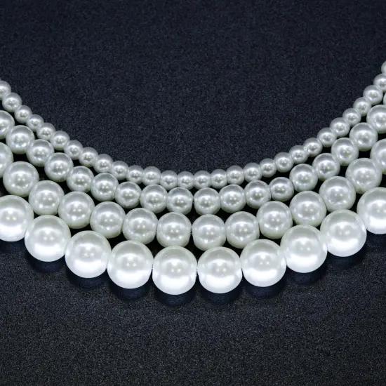 4-6-8-10mm White Glass Pearl Beads on 30-Inch Strand {2}