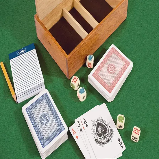 WE Games Aces & Spades Wood Card & Poker Dice Box {2}