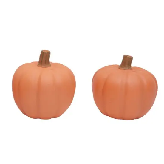 Small Single Decorative Orange Matte Pumpkin Figurine 6" {2}