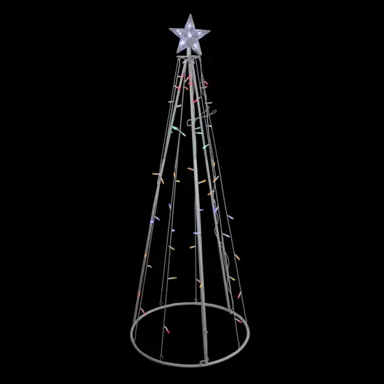 Northlight LED Lighted Cone Christmas Tree Outdoor Decoration - 5' - White - Multicolor Lights {1}