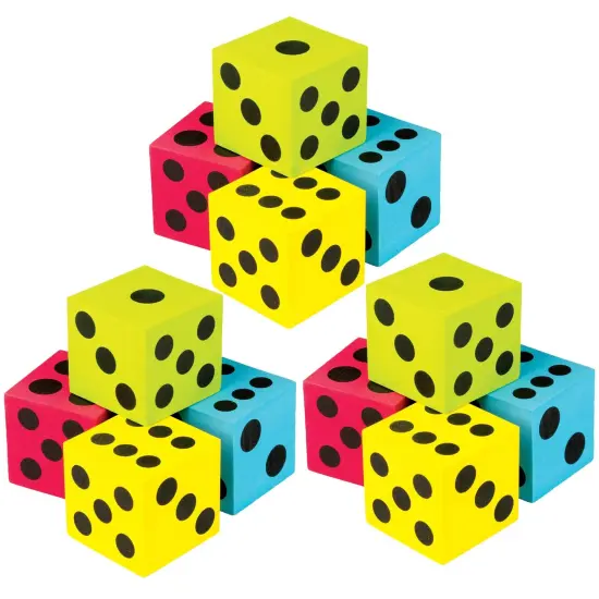 Foam Colorful Jumbo Dice, 4 Per Pack, 3 Packs {1}