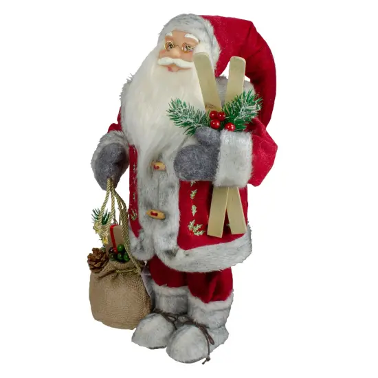 Northlight 18" Standing Santa Christmas Figure with Skis and Fur Boots Red {4}