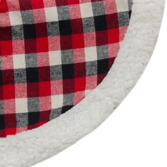 Northlight Plaid Mini Christmas Tree Skirt with High Pile Fleece Trim - 20" Red {3}