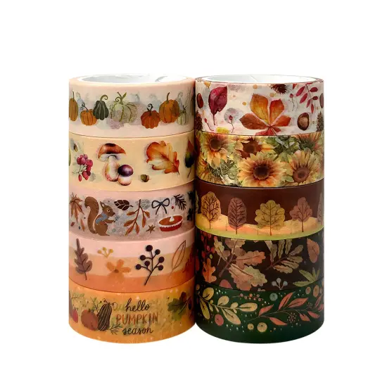 Wrapables Decorative Washi Tape for Scrapbooking, Stationery, Diary, Card Making (10 Rolls), Autumn Day {1}