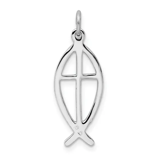 Sterling Silver Ichthus Fish Charm Jewerly 24mm x 10mm {3}