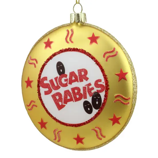 Northlight Tootsie Roll "Sugar Babies" Candies Disc Christmas Ornament - 4" - White and Gold {1}