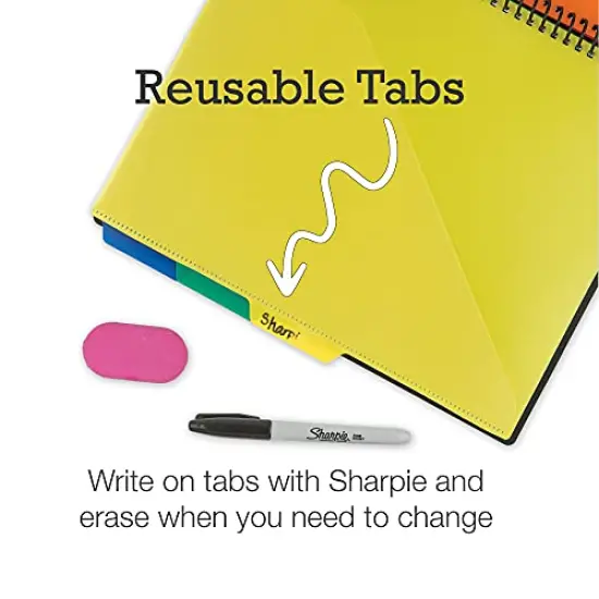 2 Pack 10 Pocket Spiral Project Organizer - Includes 5 Dividers, Customizable Front Cover, and Erasable Write-On Tabs in Assorted Colors {5}