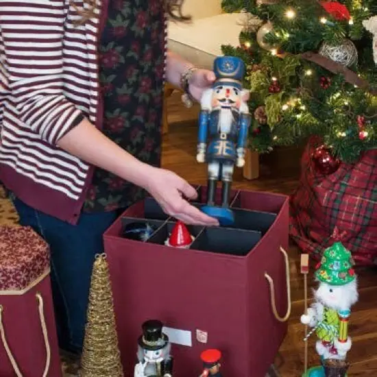 Northlight 14" Burgundy and Gold Holiday Collectibles Storage Box Red {3}