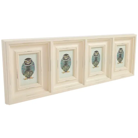 Northlight Weathered 4-Slot Photo Collage Frame - 33" - Cream White {5}