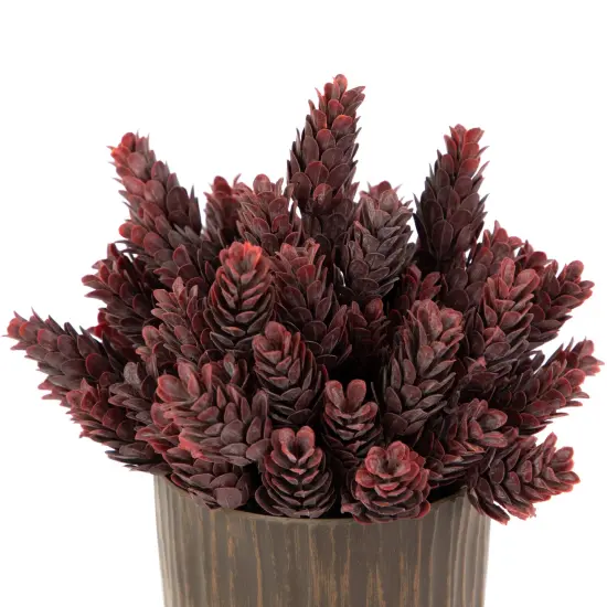 Northlight Wild Flower Artificial Plant in a Textured Lined Pot - 8" - Burgundy Red {5}