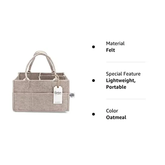 Parker Baby Diaper Caddy - Nursery Storage Bin and Car Organizer for Diapers and Baby Wipes - Oatmeal {2}