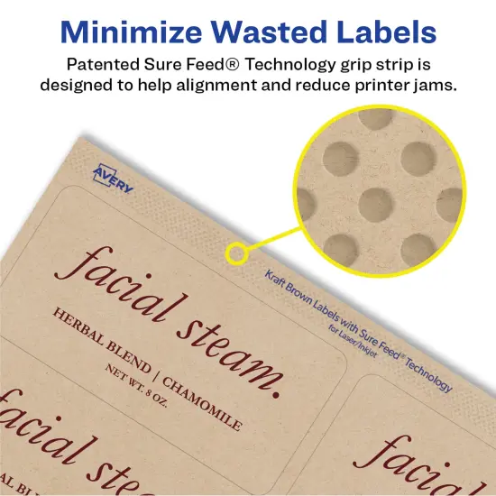 Avery Kraft Brown Rectangle Labels with Sure Feed Technology, 2" x 4", Laser/Inkjet Printable Labels, 250 Total (5784) {3}