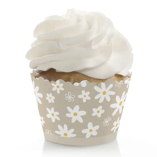 Big Dot of Happiness Tan Daisy Flowers - Floral Party Decorations - Party Cupcake Wrappers - Set of 12 {1}