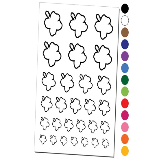 Hibiscus Hawaii Tropical Flower Outline Temporary Tattoo Water Resistant Fake Body Art Set Collection Dark Green {1}