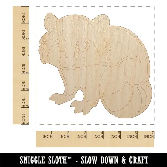 Baby Raccoon Woodland Animal Unfinished Wood Shape Piece Cutout for DIY Craft Projects {1}