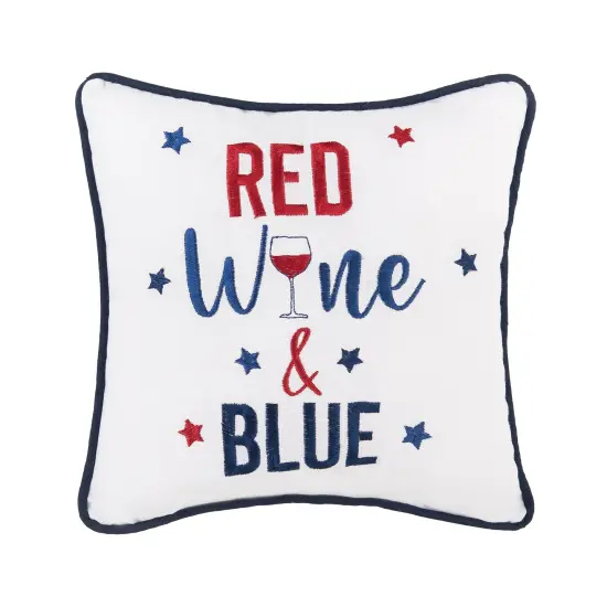 Patriotic Stars Small/Petite Embroidered Funny Humor Accent Pillow, 10" x 10" {1}