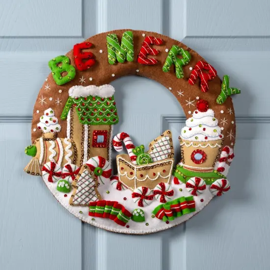 Bucilla Felt Wreath Applique Kit 15" Round-Gingerbread Express {4}
