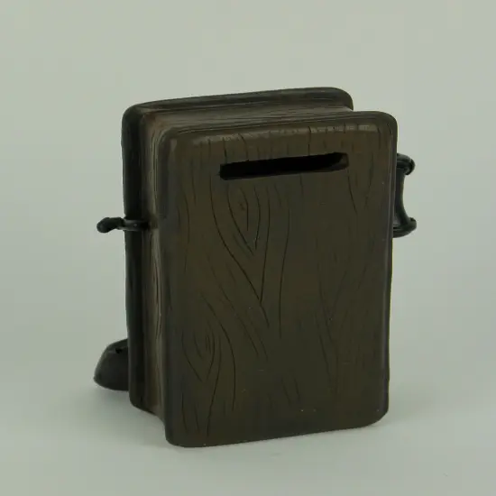 Brown Wood Look Antique Telephone Coin Bank Small {4}