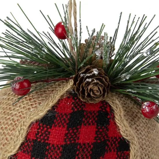 Northlight 5.75" Red Plaid and Burlap Christmas Stocking Ornament {7}