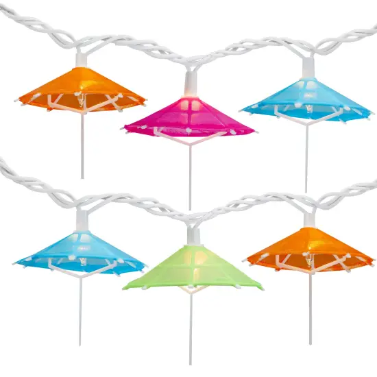 Dennis East Colorful Drink Umbrella Novelty String Lights - 6.5 ft White Wire - 10ct Pink {1}