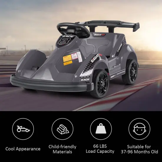 Electric Ride-On Go-Cart with Remote Control and Safety Belt Black {5}