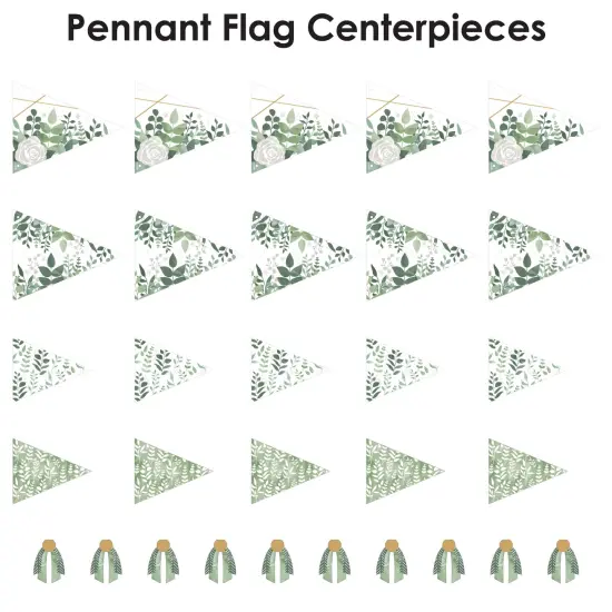 Big Dot of Happiness Boho Botanical - Triangle Greenery Party Photo Props - Pennant Flag Centerpieces - Set of 20 {7}
