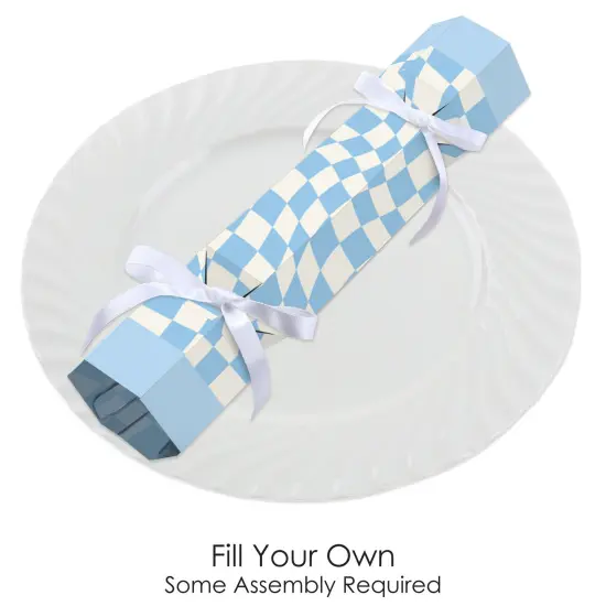 Big Dot of Happiness Blue Checkered Party - No Snap Party Table Favors - DIY Cracker Boxes - Set of 12 {3}