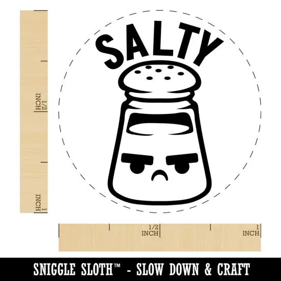Kawaii Cute Salty Grumpy Salt Self-Inking Rubber Stamp for Stamping Crafting Planners Red {1}