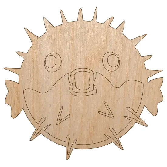 Startled Puffer Fish Unfinished Wood Shape Piece Cutout for DIY Craft Projects {7}