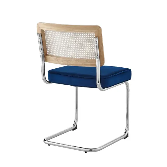 Sahasra Velvet Armless Dining Chair Seat (Set of 2) Navy {5}