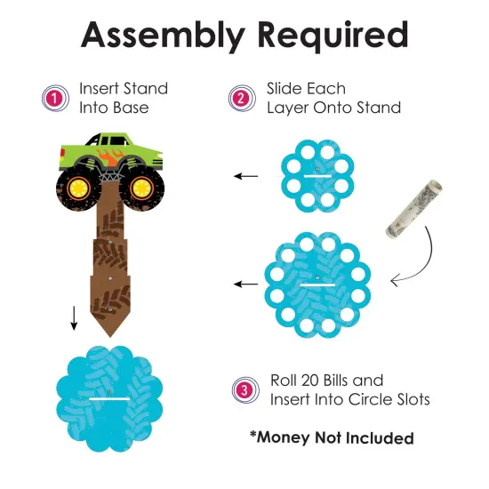 Big Dot of Happiness Smash and Crash - Monster Truck - DIY Boy Birthday Party Money Holder Gift - Cash Cake {6}