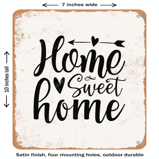 DECORATIVE METAL SIGN - Home Sweet Home- Vintage Rusty Look {1}