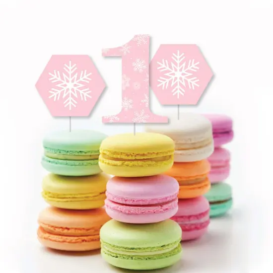 Big Dot of Happiness Pink Onederland - Shaped Holiday Snowflake Winter Wonderland Birthday Party Cut-Outs - 24 Count {4}