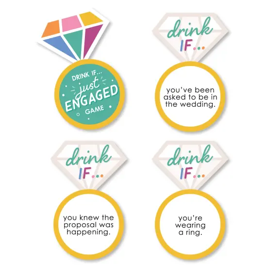 Big Dot of Happiness Drink If Game - Just Engaged - Colorful - Engagement Party Game - 24 Count {1}