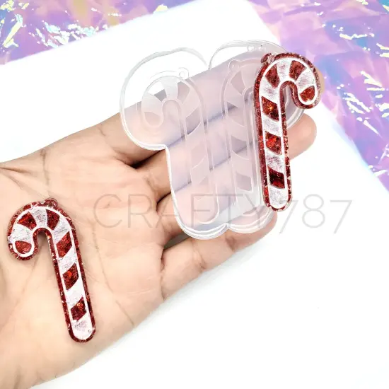 Candy Cane Dangle Earring Mold(C3) {1}