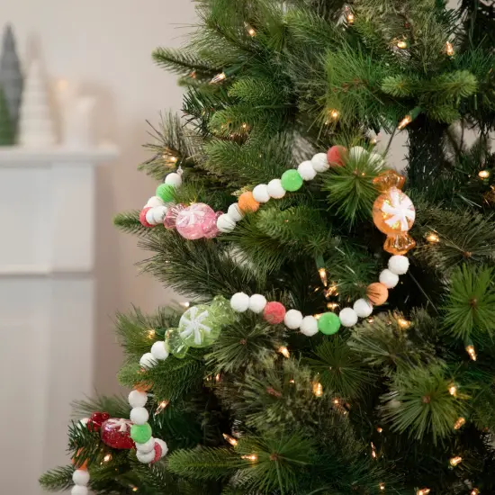 Northlight 6' Glittered Pastel Colored Candy Christmas Garland, Unlit White {3}