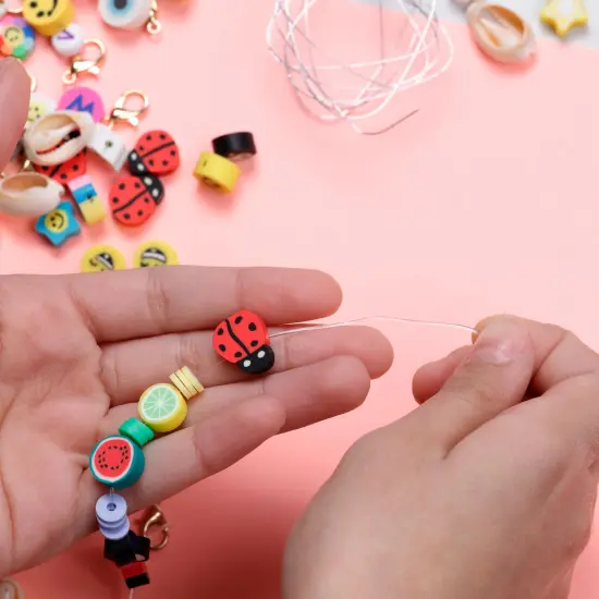 3 PACK - Incraftables Smiley Face Beads for Jewelry Making (22 Styles). Polymer Clay Bead Charms with Alphabet & Spacer Beads, Clasps & String. Cute Bracelets Smile, Heart, Flower & Fruit Beads {5}