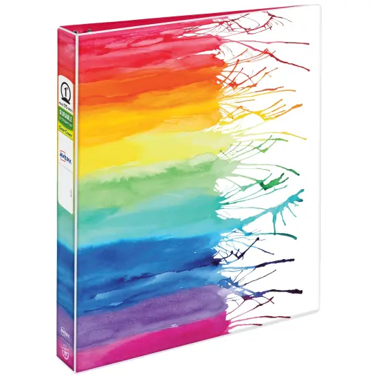 Avery + Amy Tangerine Designer Collection Binder, 1" Round Rings, 175-Sheet Capacity, Watercolor Rainbow (28322) {1}