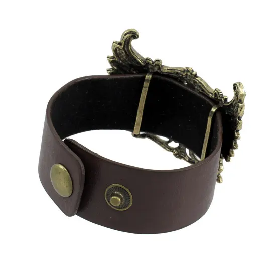 Brown Vinyl Winged Rhinestone Heart Bracelet {4}