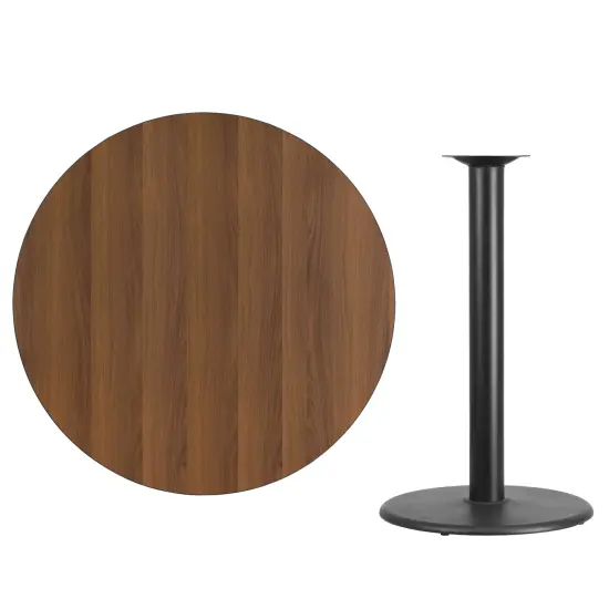 Emma and Oliver 42" Round Laminate Table Top with 24" Round Bar Height Table Base Walnut {3}