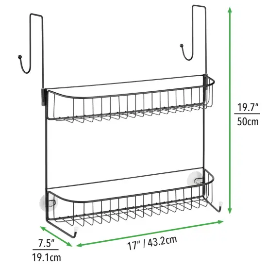 mDesign Metal Bathroom Over Door Hanging Shower Caddy, X-Wide {3}