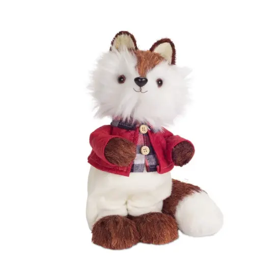 Diva At Home Plush Mr. Fox Christmas Figurine - 10.75" - Brown and White {1}