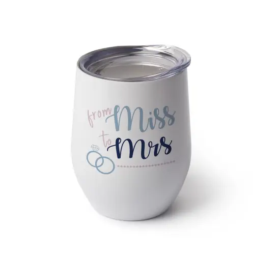 12oz Stainless Stemless Wine Cup with Lid (White) {3}