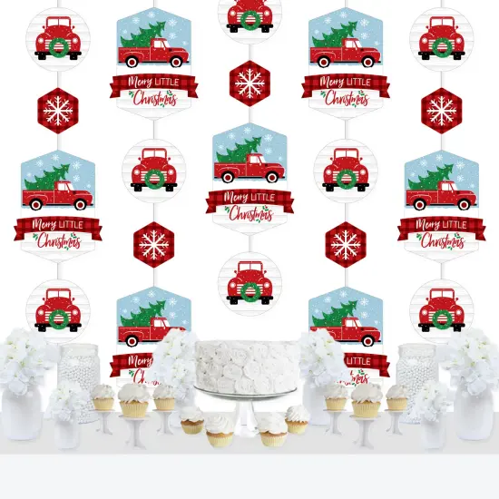 Big Dot of Happiness Merry Little Christmas Tree - Red Truck Christmas Party DIY Dangler Backdrop - Hanging Vertical Decorations - 30 Pieces {3}